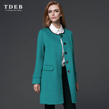 TDEB2016春装新款欧美高端大牌双面羊绒大衣女装正品修身毛呢外套