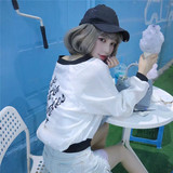 2016夏季韩版日系女装甜美软妹宽松字母bf风棒球服防晒短外套潮