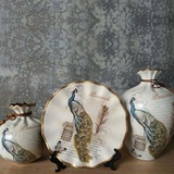 欧式陶瓷三件套美式花瓶摆盘套装客厅装饰品玄关创意摆件礼品礼物