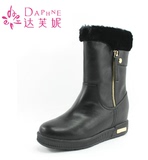 Daphne/达芙妮冬款女靴 时尚平底中筒优质侧拉链雪地靴