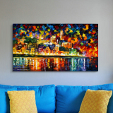 横版现代简约客厅沙发背景挂画无框壁画创意艺术抽象装饰油画风景