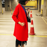 【游夏】独家 空气层大红色中长款外套  休闲时髦优雅女士风衣