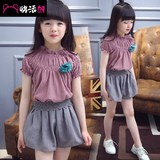 童装2016女童夏装新款韩版套装儿童中大童女装夏季短袖短裤两件套