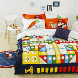 纯棉韩式卡通风儿童床上用品四件套 1.51.8米床全棉床单童趣4件套