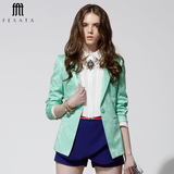 fexata2015女装新款西装外套韩版秋冬中长款修身显瘦小清新西服潮