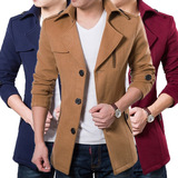2015秋冬季男士羊毛呢子夹克外套韩版修身型青少年大衣保暖夹克衫