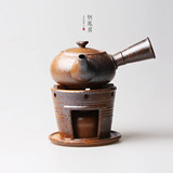 日式手工拉胚粗陶酒精茶炉普洱侧把茶壶红茶温茶器煮茶炉套装茶具