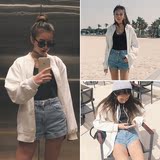 韩版夏季女装新款短外套女宽松显瘦长袖薄开衫学生棒球服上衣服潮