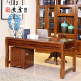 叶叶高端乌金木纯实木书桌带附柜写字台书房现代新中式实木家具