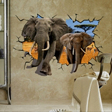 大象墙贴3D立体墙壁纸卧室儿童房装饰贴画创意客厅背景墙贴纸
