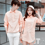 2016春装情侣装新款韩版大码长袖情侣衬衫青少年学生纯色衬衣潮