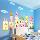 可爱卡通幼儿园布置墙贴纸 客厅卧室沙发背景装饰墙贴画 空中城堡