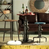 美式工业风复古水管铁艺咖啡厅餐厅酒吧休闲桌椅圆桌三套件组合