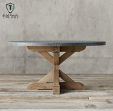 铁作坊 大理石餐桌椅组合 北欧复古圆形饭桌 小户型全实木餐桌椅