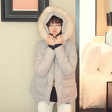 HW实拍 2015新款韩版短款修身 毛领连帽轻薄保暖纯色羽绒棉服女