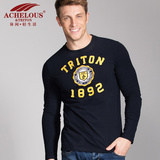 Achelous＆Triton2015男纯棉长袖T恤 AF纯棉黑色打底衫秋冬男士