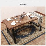 美式乡村铁艺6人餐桌1.2米原木长方形长型餐桌LOFT复古实木餐桌椅