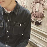 韩国东大门春装新款牛仔衬衫日系复古男士韩版长袖衬衣青年外套潮