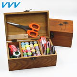 包邮 实木针线盒韩国风针线套装缝纫手缝家用收纳盒针线包