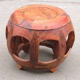 老挝大红酸枝红木凳子木质矮圆凳原木色鼓凳绣墩换鞋凳整料加厚款