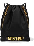 5折美国代购 Moschino/莫斯奇诺 女士缀饰皮革边饰轻薄面料双肩包