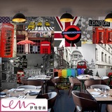 3d欧式街景建筑壁纸餐厅休闲咖啡店墙纸酒吧复古英伦风大型壁画