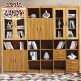 现代简约橡木实木书柜 储物柜书架 实木文件柜 书橱中式实木书柜