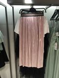 ZARA专柜正品代购女装1165/273玫瑰粉色亮光百褶半身裙中裙 秋装