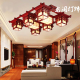 中式吊灯 仿古实木羊皮灯 木艺餐厅茶楼客厅酒店工程吸顶灯精品