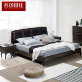双人床北欧风格1.8米1.5米布艺皮软靠实木铺板成人卧室家具大床