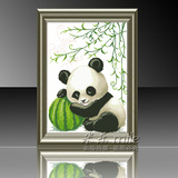 包邮印花十字绣套件DMC品质纯棉儿童房卧室挂画小熊猫宝宝西瓜