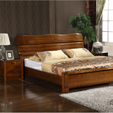 榆木床实木双人床1.8米高箱气压床储物中式厚重款婚床简约小户型