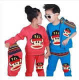 儿童装2016男童春秋新款套装大嘴猴卫衣长袖三件套女童宝宝衣服
