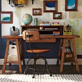 美式实木办公桌 法式北欧风 带抽屉三斗书桌写字桌 电脑桌子书桌