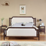 美式床实木床橡木北欧式双人新古典现代简约乡村1.81.5米水性漆