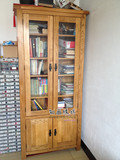简约玻璃书柜书架书柜带门置物架简易书柜自由组合书橱实木