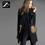 ZK女装2016新款仿皮草外套女士冬季中长款人造皮毛一体时尚大衣潮
