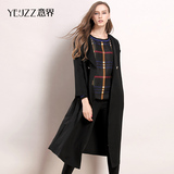 YE＇JZZ/意界春秋新款女装纯色修身长款女风衣简约时尚显瘦长外套