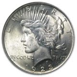 美国代购 硬币纪念币收藏版 MS-63NGC和平银币美元随机一年