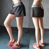 超显瘦外贸原单双层女瑜珈跑步运动短裤速干内衬防走光健身假两件