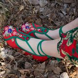 2015秋冬季老北京布鞋女单鞋红色婚鞋复古民族风绣花鞋平跟新娘鞋