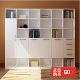 白色钢琴烤漆书架组合书柜现代大型书橱置物书架书房家具可定制
