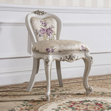卓越年华欧式梳妆凳法式梳妆台凳子实木布艺卧室白色靠背化妆椅子