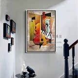走廊壁画玄关竖版油画北欧风格客厅装饰画手绘抽象画现代简约油画