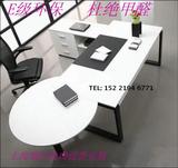 上海办公家具 钢木办公桌椅 白色老板桌 弧形主管桌 时尚圆经理桌