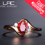 LAC高级彩宝天然红宝石戒指女18k金彩色宝石镶嵌女戒专柜正品