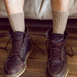 秋冬季加厚保暖兔羊绒中筒男士袜子 复古商务纯色运动休闲靴男袜