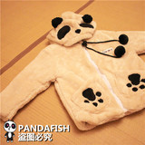 【PANDAFISH】成都熊猫毛绒连帽外套男女保暖背心亲子装秋冬成人