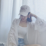 夏季韩国简约宽松空调衫显瘦防晒服 百搭个性绑带透视雪纺开衫女