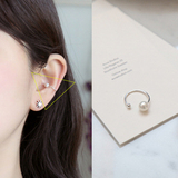 韩国S925纯银单线贝珠珍珠简约耳夹耳饰品女无耳洞耳钉